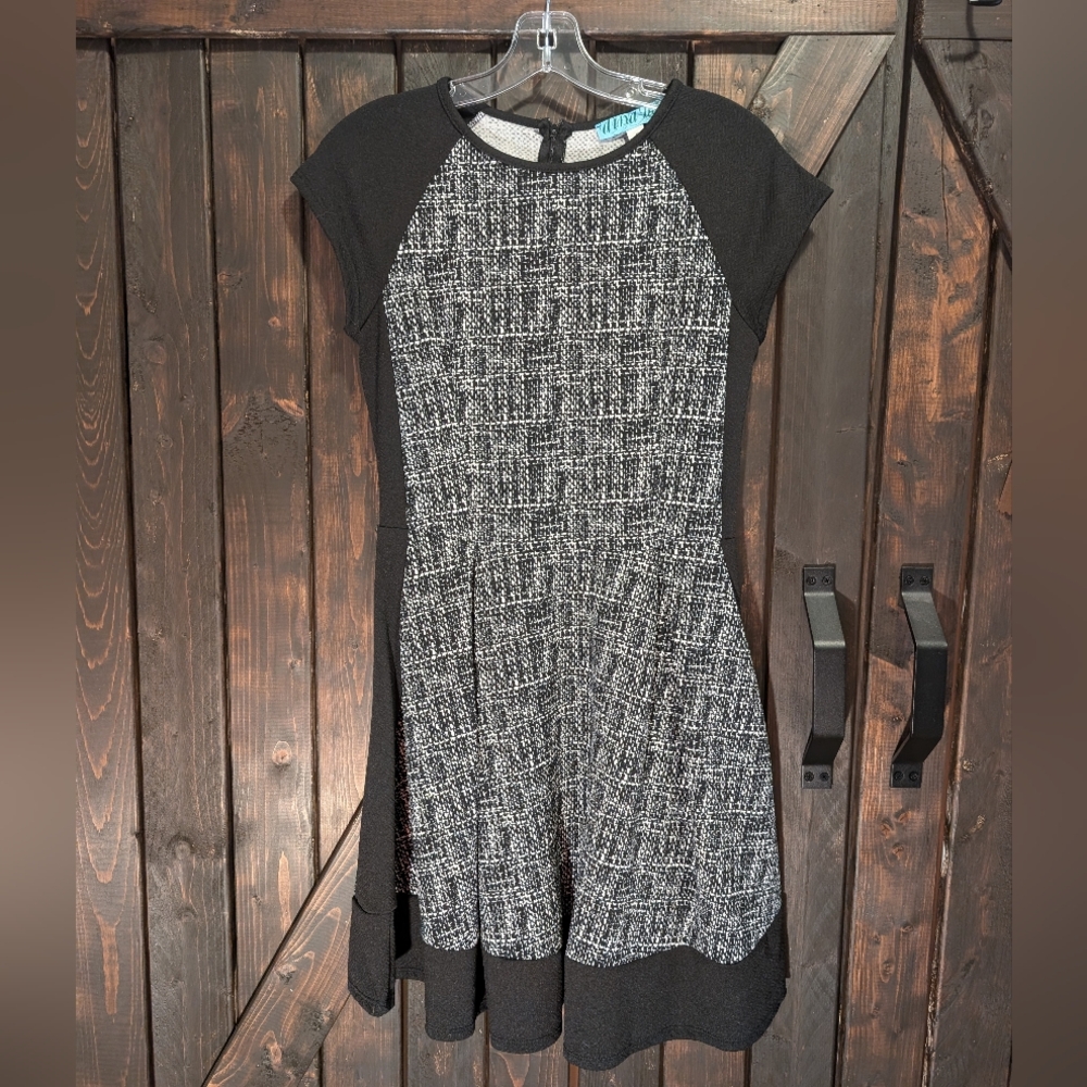 Fit And Flare Black and White Women's Dress, Size S